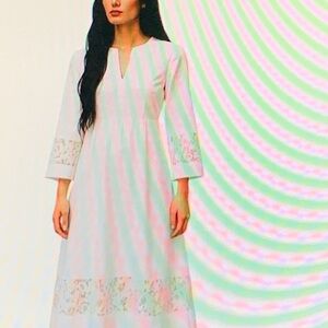 Tuckernuck White Long Sleeve Dress with Lace